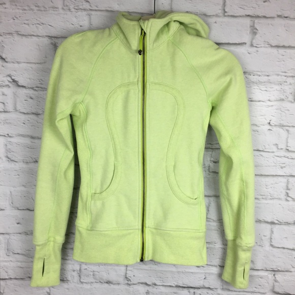 lululemon athletica Jackets & Blazers - Lululemon Scuba Hoodie Jacket Neon Green Sz 2